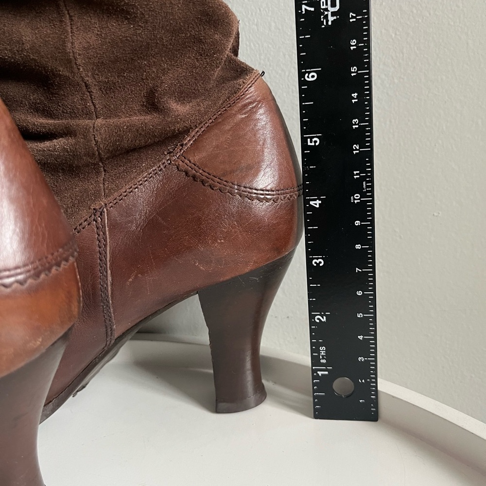 Bronx Suede Leather Tassel Slouchy Scrunched Brown Tall Boots EU Size 40/ - Picture 7 of 16